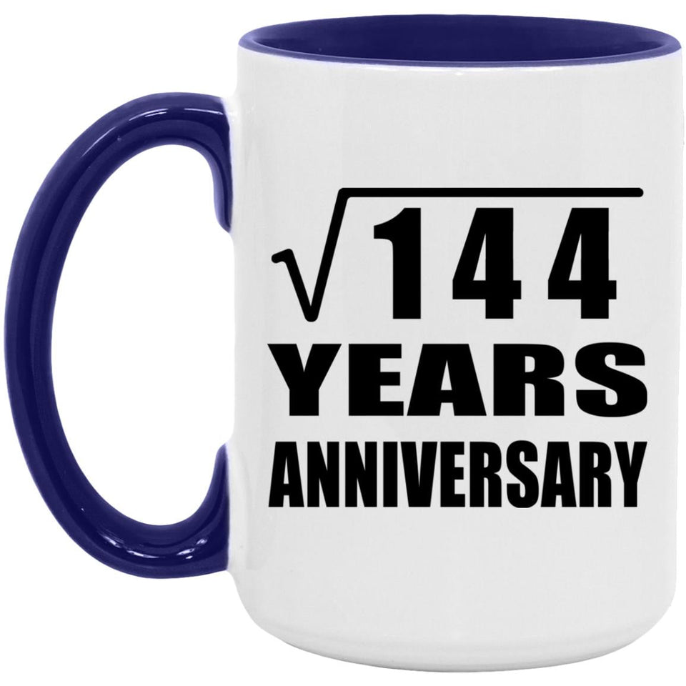 12th Anniversary Square Root of 144 Years Anniversary - 15oz Accent Mug Purple