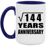 12th Anniversary Square Root of 144 Years Anniversary - 15oz Accent Mug Purple