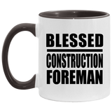 Blessed Construction Foreman - 11oz Accent Mug Black