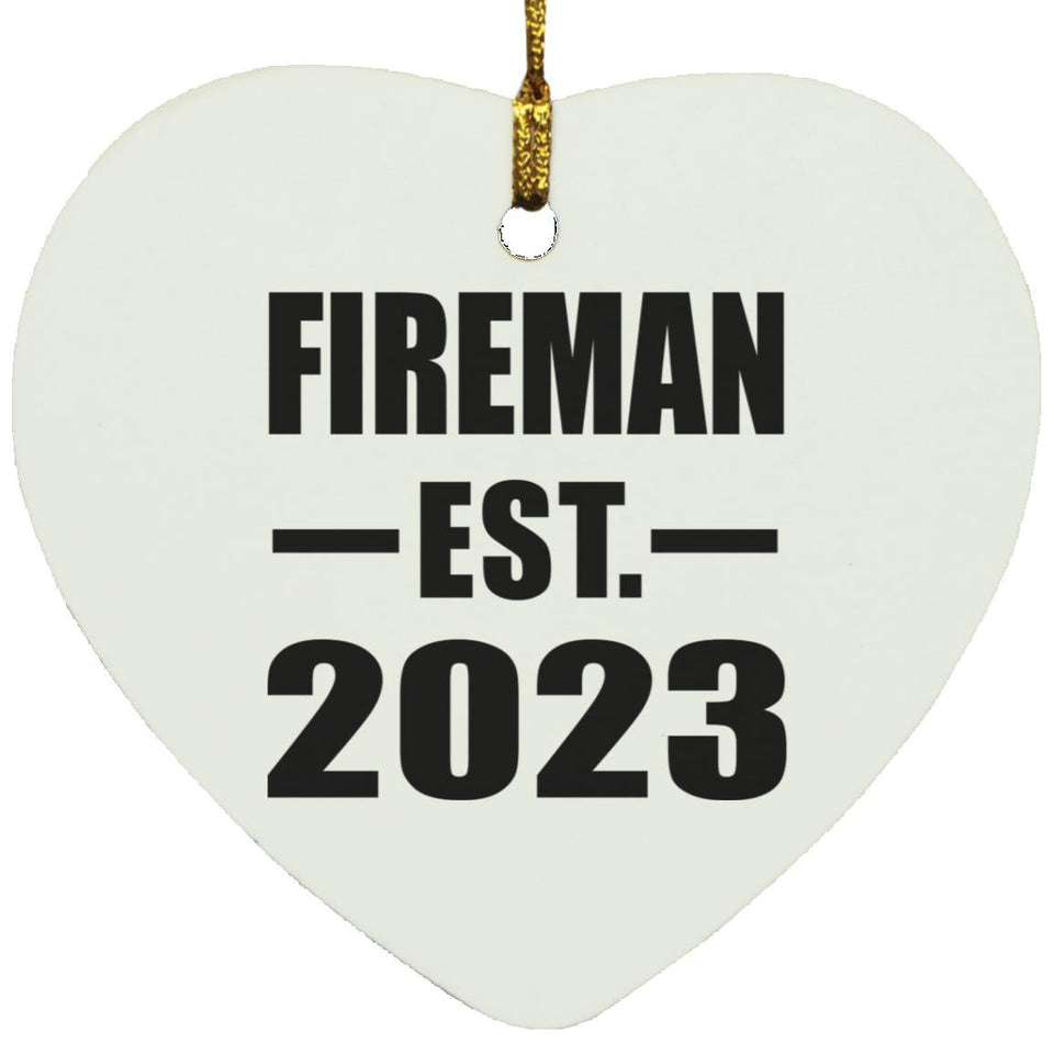 Fireman Established EST. 2023 - Heart Ornament