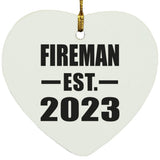 Fireman Established EST. 2023 - Heart Ornament