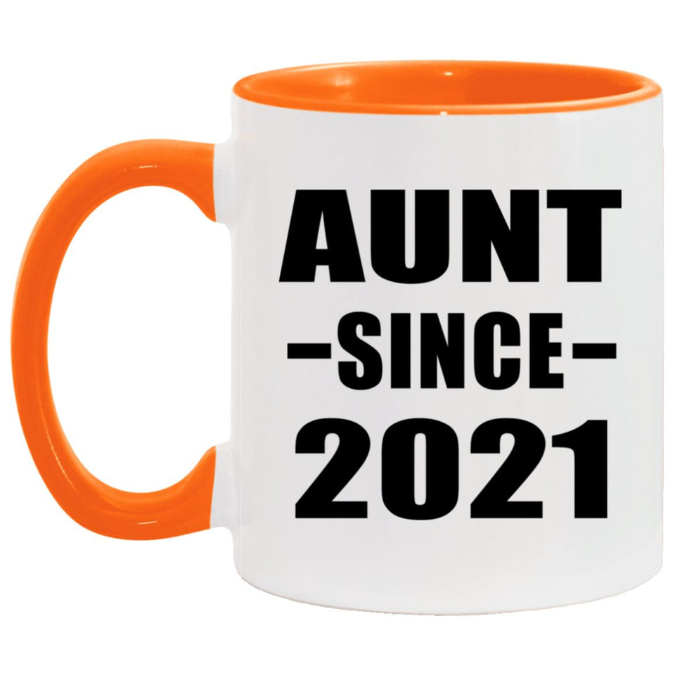 Aunt Since 2021 - 11oz Accent Mug Orange