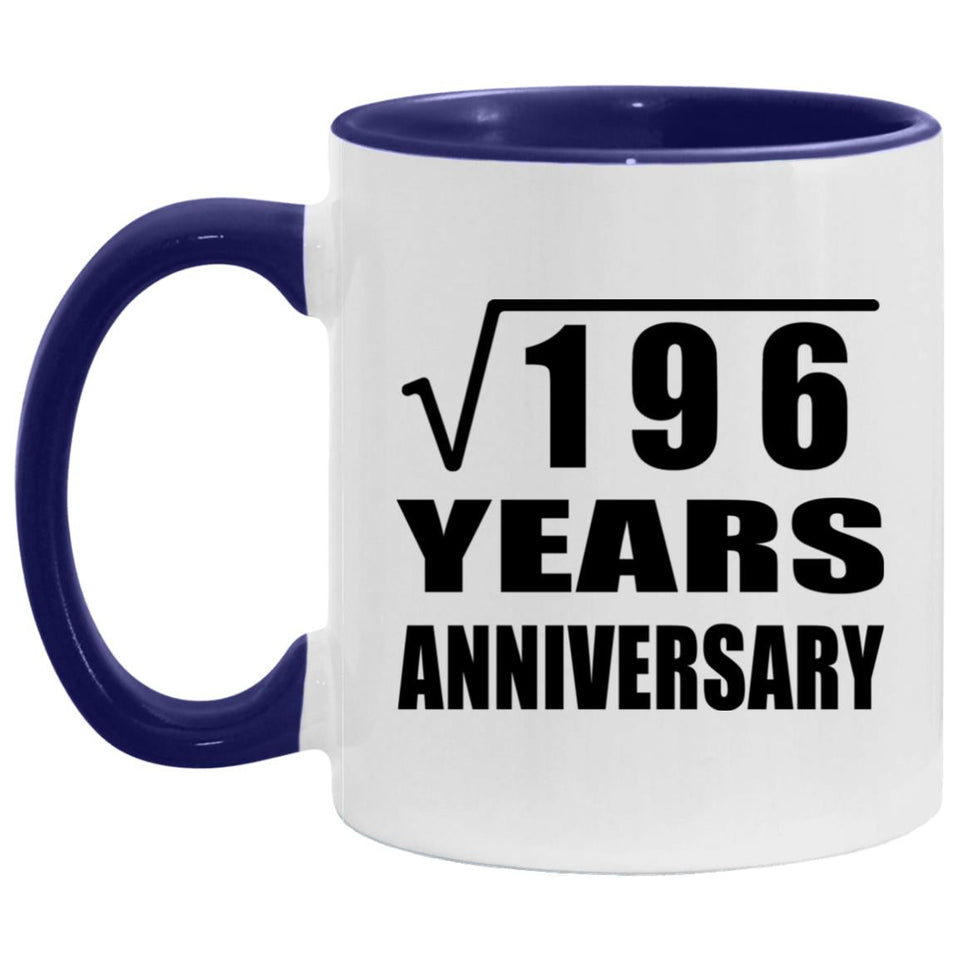 14th Anniversary Square Root of 196 Years Anniversary - 11oz Accent Mug Purple