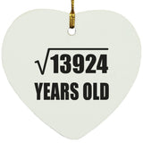 118th Birthday Square Root of 13924 Years Old - Heart Ornament