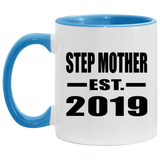 Step Mother Established EST. 2019 - 11oz Accent Mug Blue