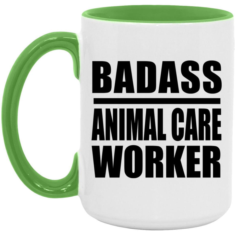 Badass Animal Care Worker - 15oz Accent Mug Green
