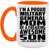 Proud Military General Mom Of Awesome Son - 15oz Accent Mug Orange