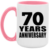 70th Anniversary 70 Years Anniversary - 15oz Accent Mug Pink