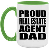 Proud Real Estate Agent Dad - 15oz Accent Mug Green