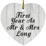 First Year As Mr & Mrs Long - Heart Ornament F