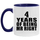 4th Anniversary 4 Years Of Being Mr Right - 11oz Accent Mug Purple