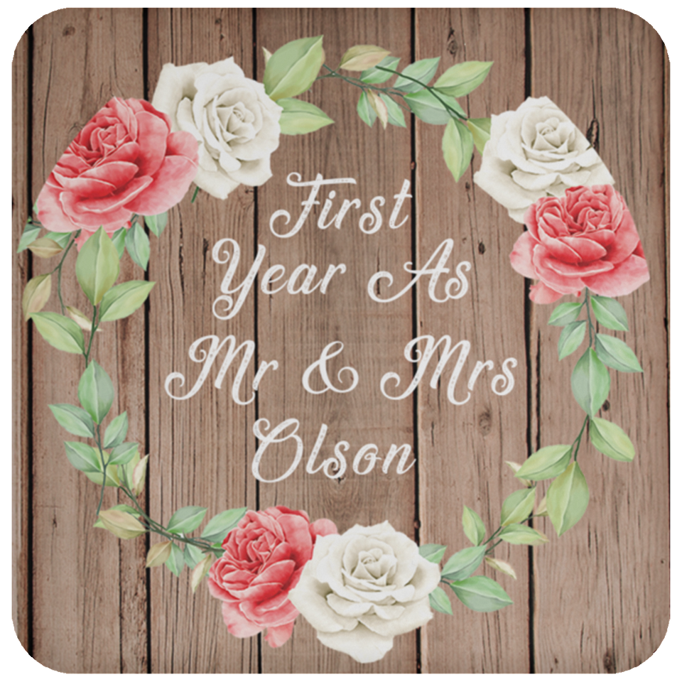 First Year As Mr & Mrs Olson - Drink Coaster B