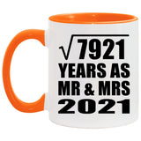 89th Anniversary Square Root of 7921 Years As Mr & Mrs 2021 - 11oz Accent Mug Orange
