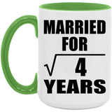 2nd Anniversary Married For Square Root of 4 Years - 15oz Accent Mug Green