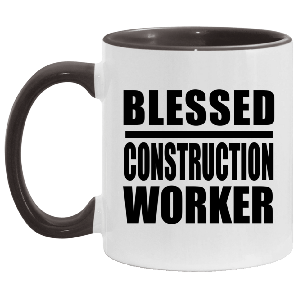 Blessed Construction Worker - 11oz Accent Mug Black