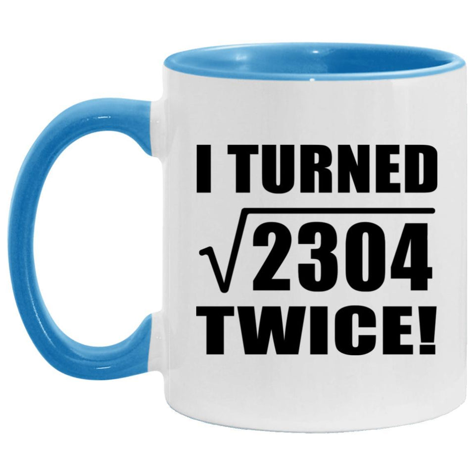 96th Birthday I Turned Square Root of 2304 Twice - 11oz Accent Mug Blue