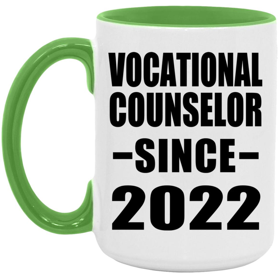 Vocational Counselor Since 2022 - 15oz Accent Mug Green