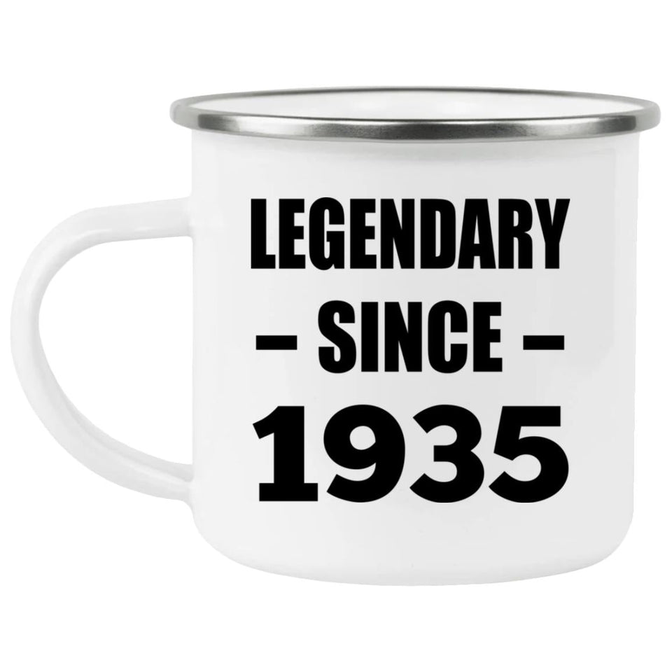89th Birthday Legendary Since 1935 - 12oz Camping Mug