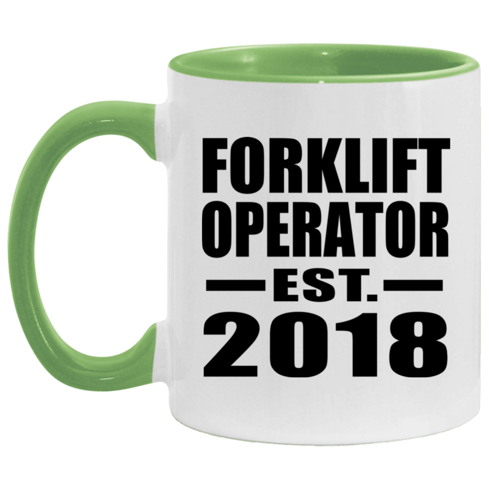 Forklift Operator Established EST. 2018 - 11oz Accent Mug Green