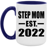 Step Mom Established EST. 2022 - 15oz Accent Mug Purple