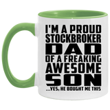 Proud Stockbroker Dad Of Awesome Son - 11oz Accent Mug Green
