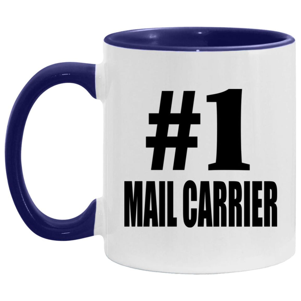 Number One #1 Mail Carrier - 11oz Accent Mug Purple