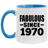 54th Birthday Fabulous Since 1970 - 11oz Accent Mug Blue