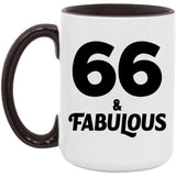 66th Birthday 66 & Fabulous - 15oz Accent Mug Black