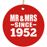 72nd Anniversary Mr & Mrs Since 1952 - Circle Ornament