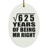 25th Anniversary Square Root of 625 Years of Being Mr Right - Oval Ornament