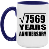 87th Anniversary Square Root of 7569 Years Anniversary - 15oz Accent Mug Purple