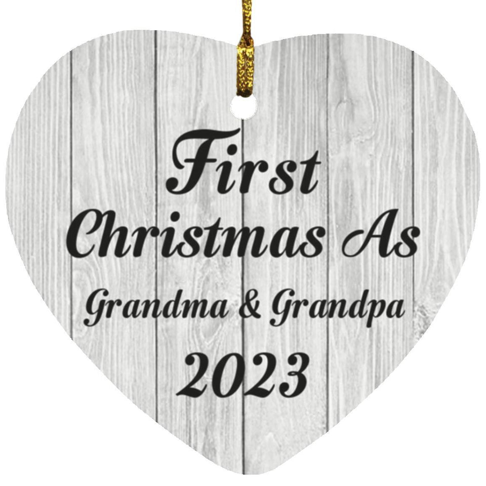 First Christmas As Grandma & Grandpa 2023 - Heart Ornament F
