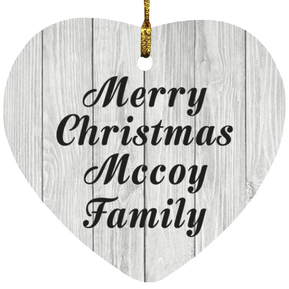 Merry Christmas Mccoy Family - Heart Ornament F