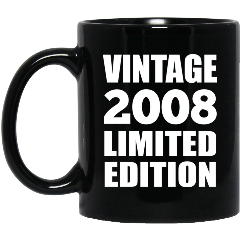 16th Birthday Vintage 2008 Limited Edition - 11oz Coffee Mug Black
