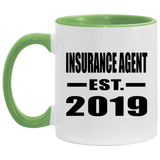 Insurance Agent Established EST. 2019 - 11oz Accent Mug Green