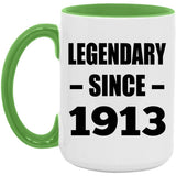 111th Birthday Legendary Since 1913 - 15oz Accent Mug Green