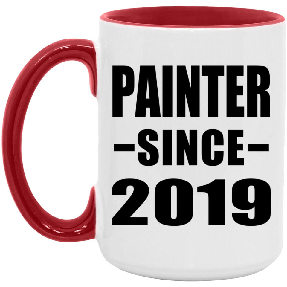 Painter Since 2019 - 15oz Accent Mug Red