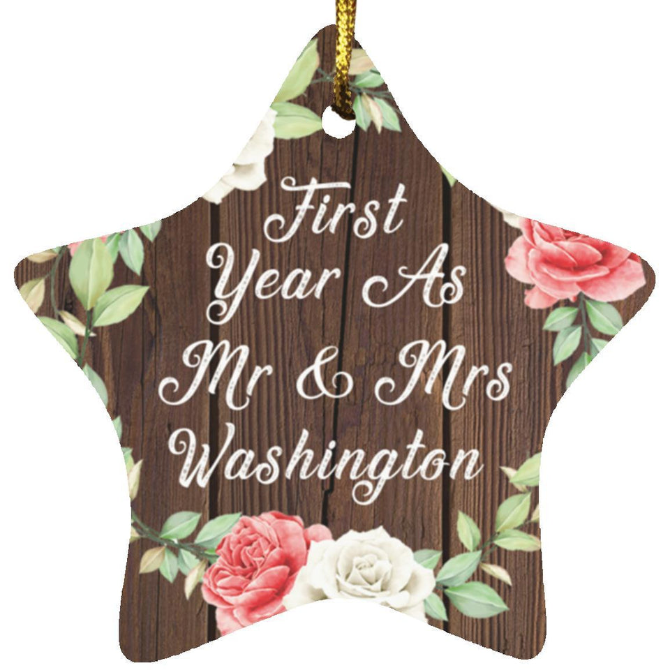 First Year As Mr & Mrs Washington - Star Ornament A