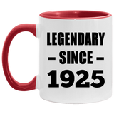 99th Birthday Legendary Since 1925 - 11oz Accent Mug Red