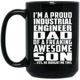 Proud Industrial Engineer Dad Of Awesome Son - 15 Oz Coffee Mug Black