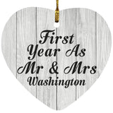 First Year As Mr & Mrs Washington - Heart Ornament F