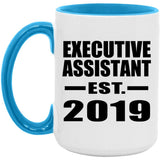 Executive Assistant Established EST. 2019 - 15oz Accent Mug Blue