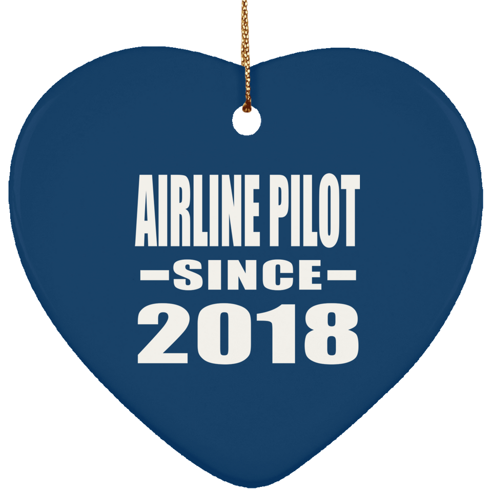 Airline Pilot Since 2018 - Heart Ornament