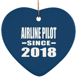 Airline Pilot Since 2018 - Heart Ornament