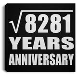 91st Anniversary Square Root of 8281 Years Anniversary - Canvas Square