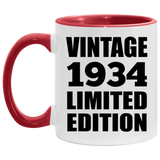 90th Birthday Vintage 1934 Limited Edition - 11oz Accent Mug Red