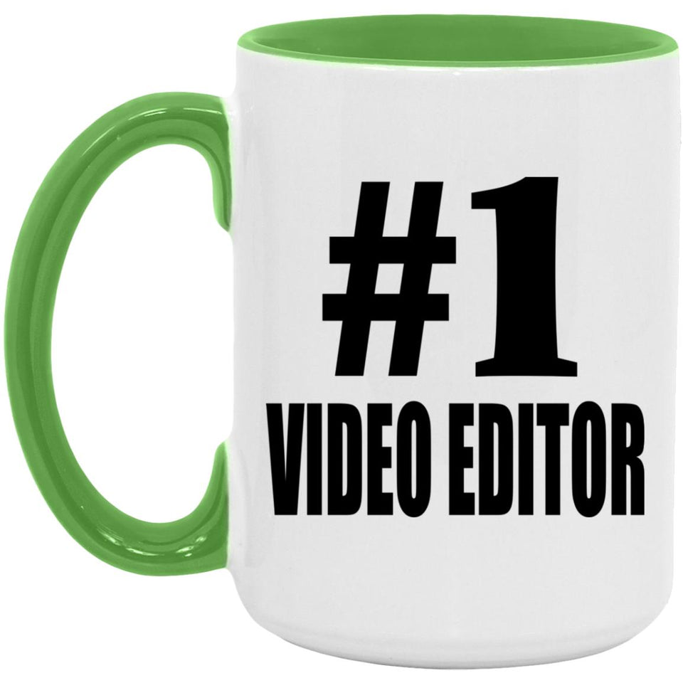 Number One #1 Video Editor - 15oz Accent Mug Green