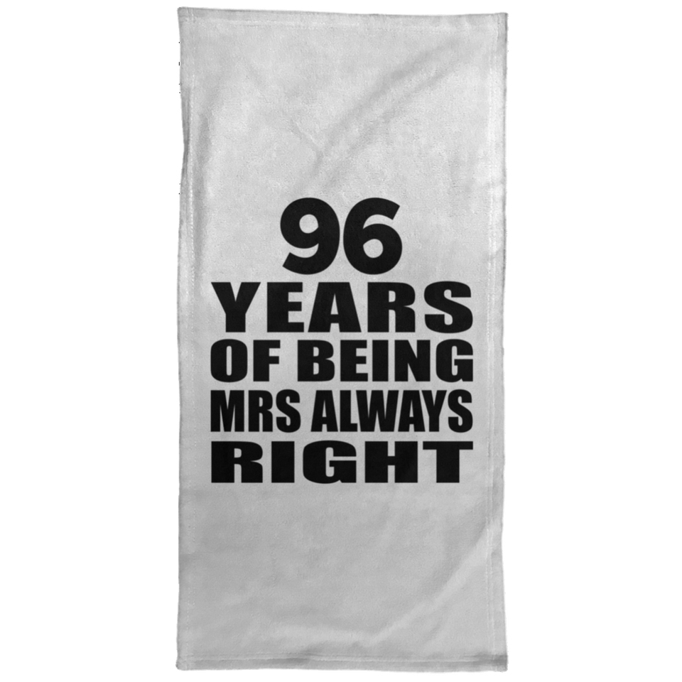 96th Anniversary 96 Years of Being Mrs Always Right - Hand Towel
