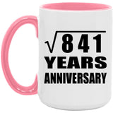 29th Anniversary Square Root of 841 Years Anniversary - 15oz Accent Mug Pink