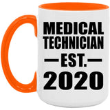 Medical Technician Established EST. 2020 - 15oz Accent Mug Orange
